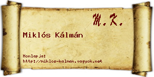 Miklós Kálmán névjegykártya